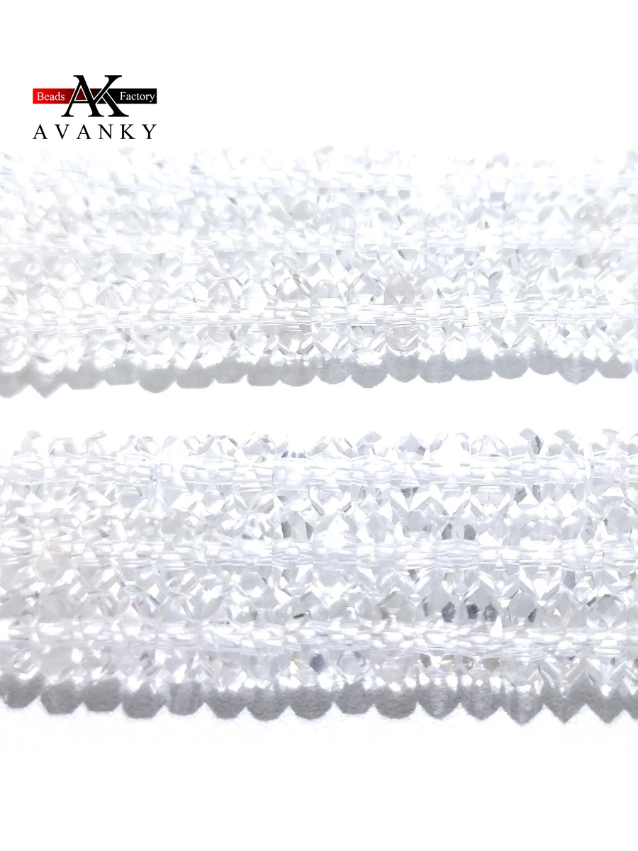 Natural Stone Faceted White Crystal Beads Small Section Loose Spacer for Jewelry Making DIY Necklace Bracelet 15'' 3x4mm 4x6mm