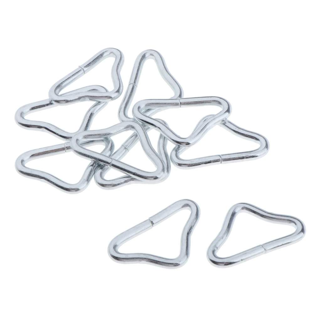 10x Metal Triangle Ring Buckle Loop V-rings Stainless Steel Triangle Rings Strap Buckle for Strap Trampoline Mat Accessories