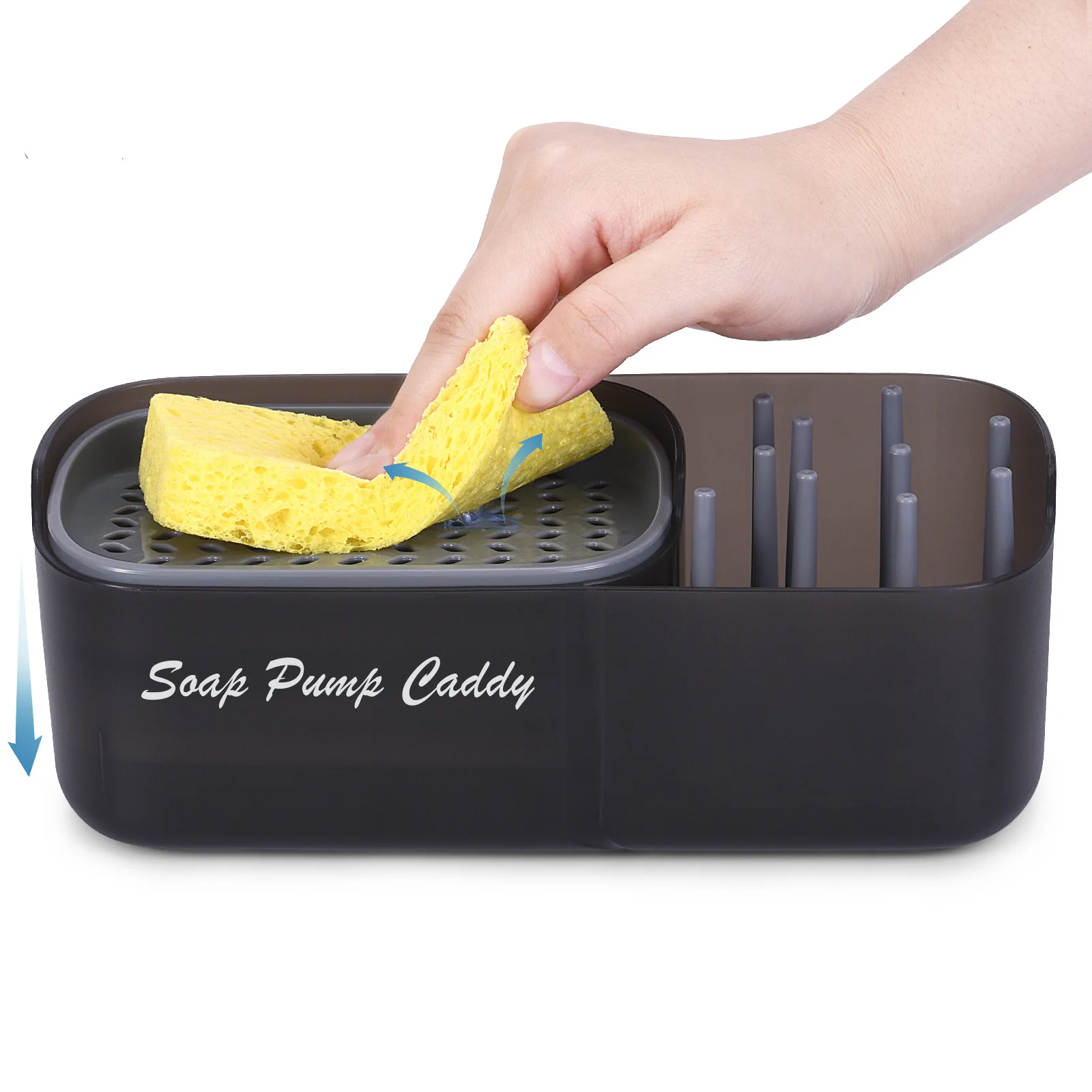 New sponge soap box storage rack kitchen cleaning dishwashing brush pot detergent press dispenser