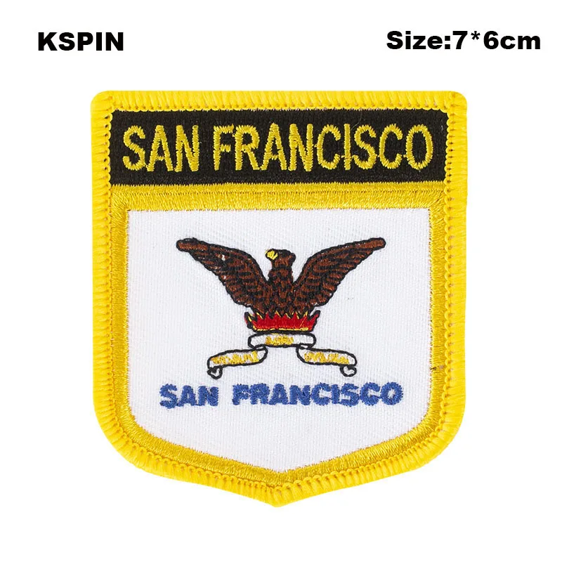 San Francisco Shield Shape Flag patches Embroidered Flag Patches National Flag Patches for Cothing DIY Decoration