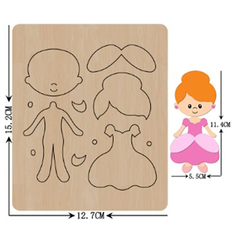 Girl Princess Keychain Schoolbag Pendant Handwork Wooden Mold Wood Dies Leather Cloth Paper Craft Christmas Tree Pendants 2021