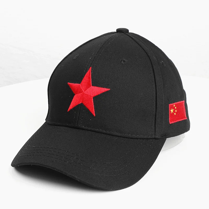 Summer Men\'s And Women\'s Baseball Cap High Quality Red Five Pointed Star National Flag Embroidery Baseball Cap Sun Shading Hats