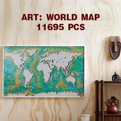 2021 NEW ART MOC Understanding World Map Mosaic Circular Building Blocks Bricks Toy Christmas Birthday Gifts Compatible 31203