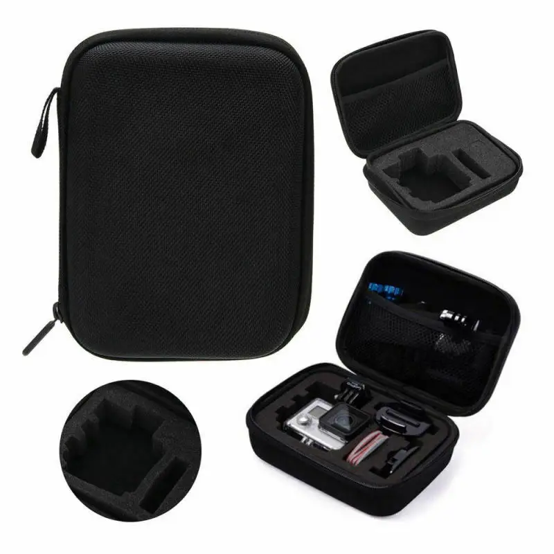 Portable Storage Small EVA Action Camera bag GoPro Hero 9 8 7 6 5 4 3 2 SJCAM 6000 8000 9000 Xiao YI Black