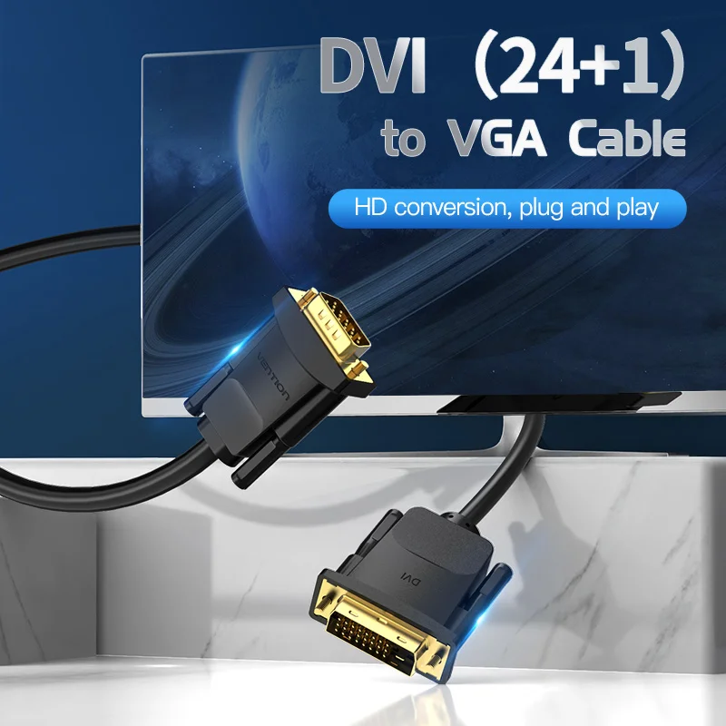 Przewód przedłużający DVI do kabel VGA konwerter 1080P 60HZ DVI-D 24 + 1 Pin męski do VGA męski Adapter dla Monitor HDTV projektor DVI D kabel VGA