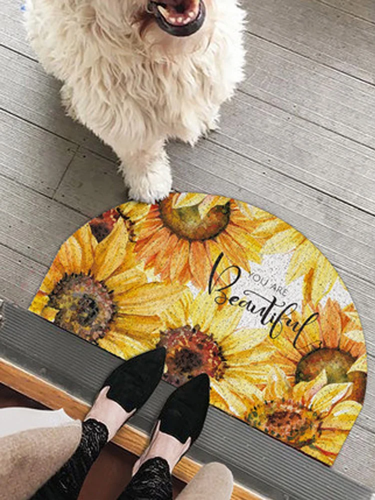 Special-shaped Sunflowers Mat Rose Front Door Mat Entry Non-Slip Dust-proof Rugs Outdoor Indoor Easy Clean Shoes Scraper Carpet