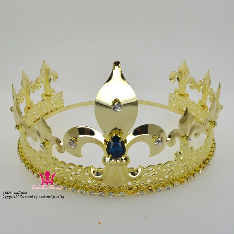 Empire Medieval Golden Lady Crown Cosplay Stage Model Hair Accessories Golden Metal King Queen Hair Accessories Retro