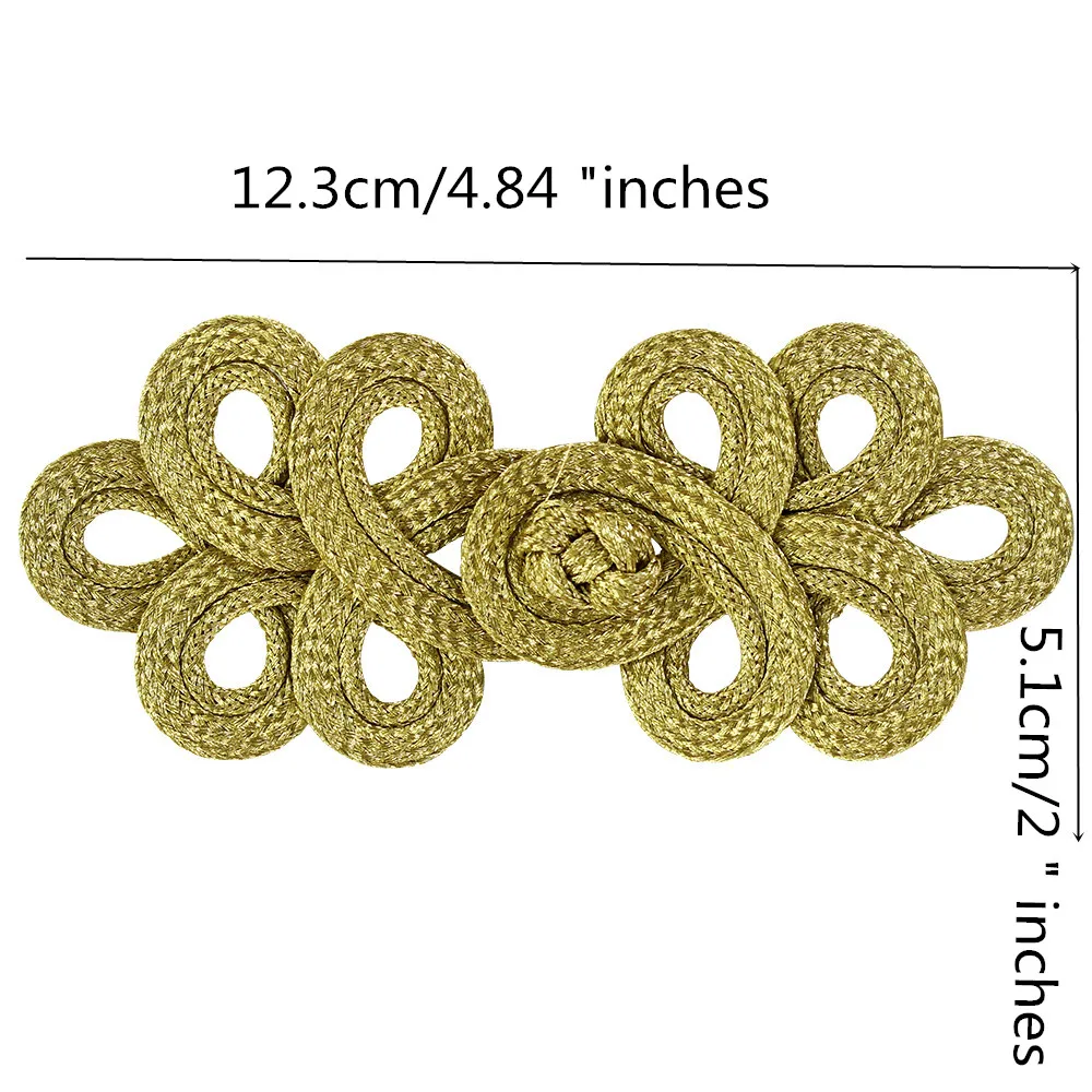 5set Large Gold Cord Braided Looped Fastener Closure Knot Buttons Sewing Supplies For Craft Chair cover Cheongsam buckle