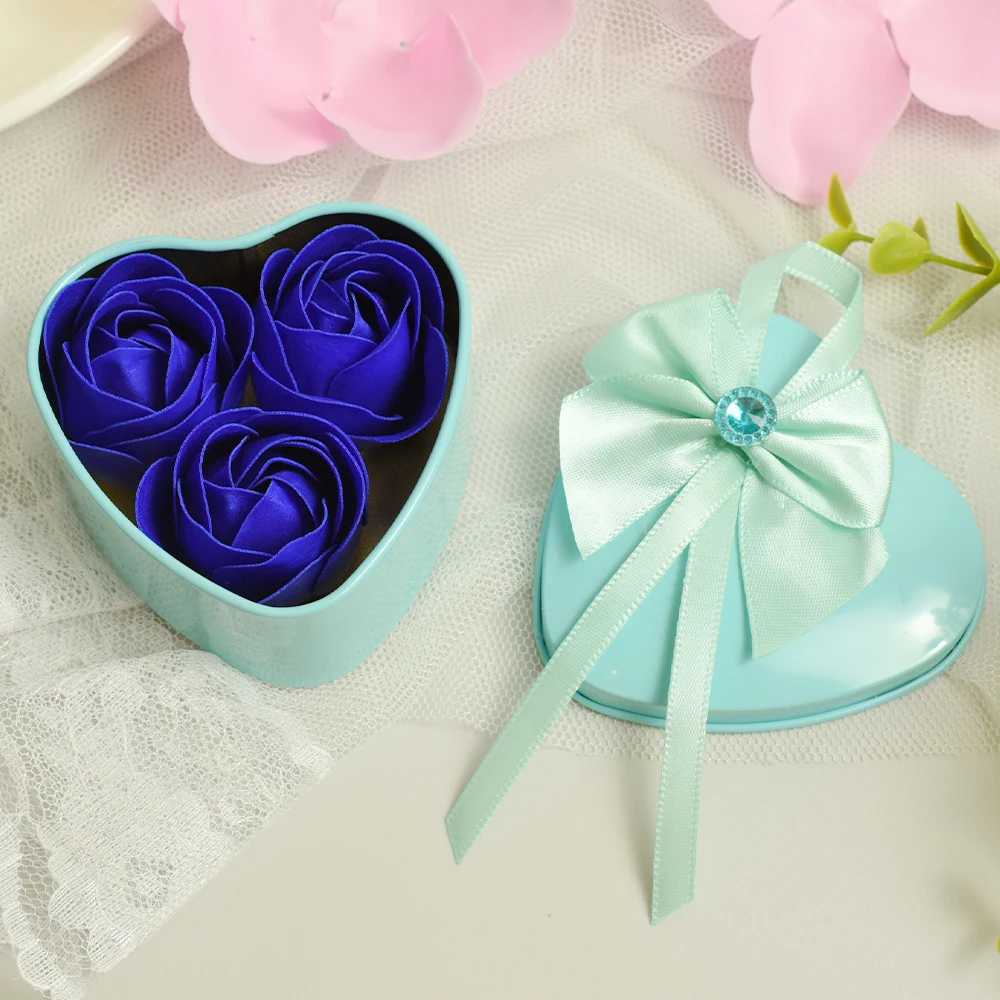 3Pcs Wedding Decoration Gift Festival Box Valentine\'S Day Gift Box Flower Soap Heart Scented Bath Body Petal Rose Flower Soap