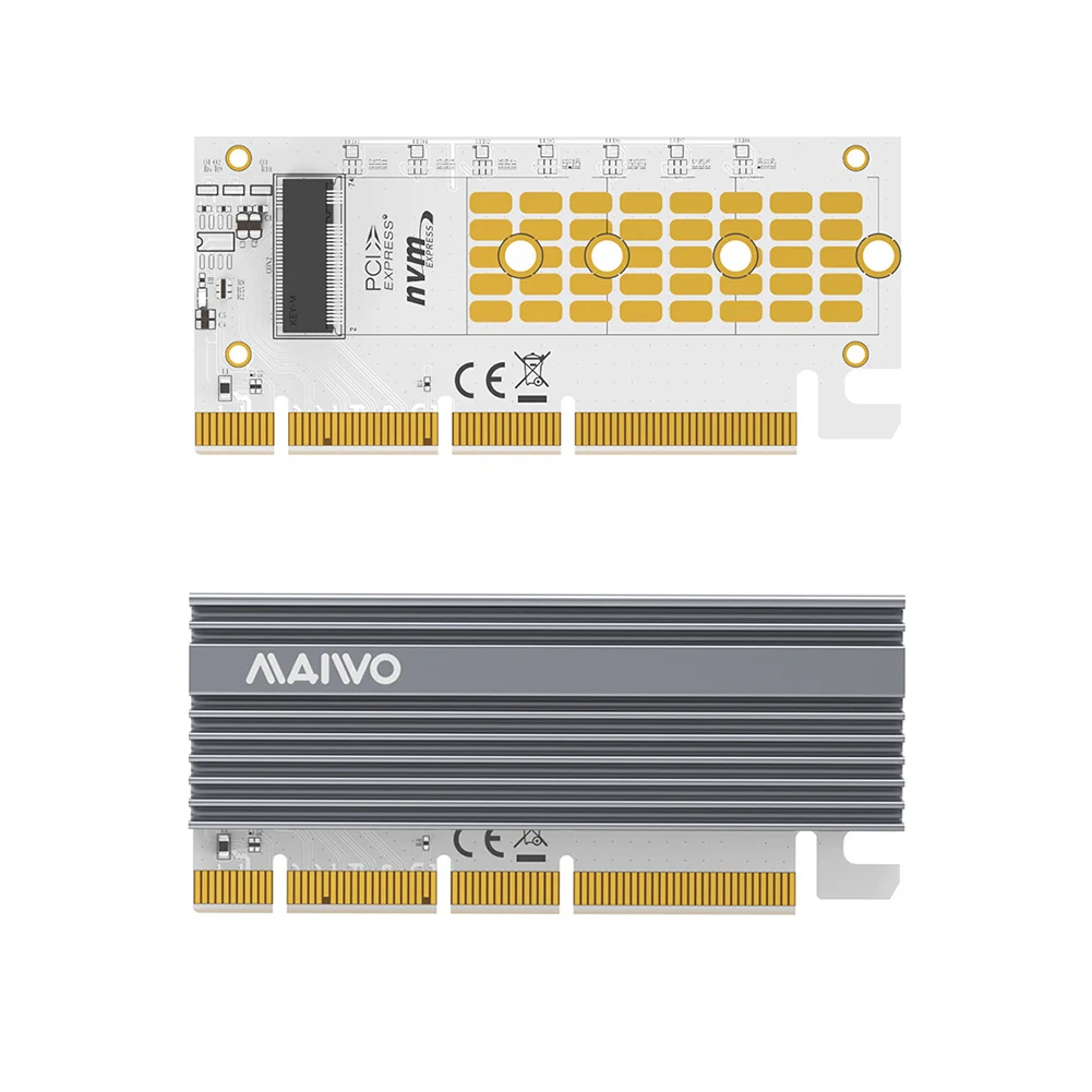 MAIWO M.2 M KEY SSD Adapter LED Expansion Card 32gbps M2 NVME To PCIE 3.0 X4 X8 X16 Riser Adapter Cards for WIN 7 8 10 Linux