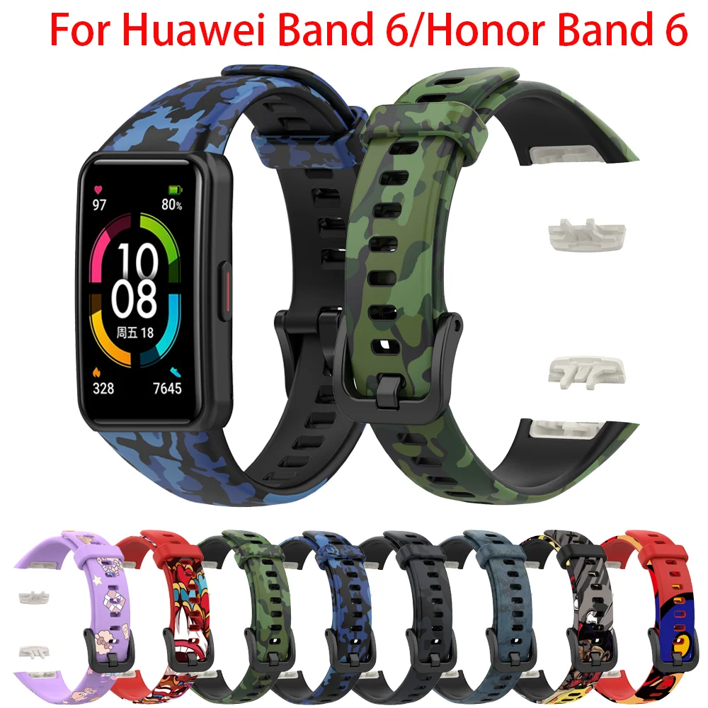 

2021 New Printed Silicone Strap for Huawei Honor Band 6 Smartwatch Accessories Wristband Strap For Honor Band 6 Strap Bracelet