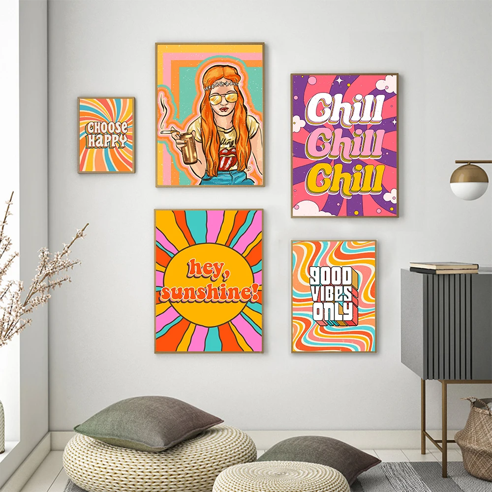 etro Good Vibes Quote Poster Motivational Typography Art Print Color Canvas Painting Modern Wall Pictures Bed Room Home Decor