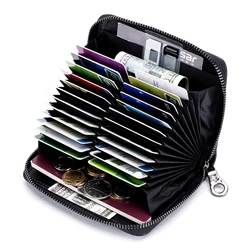 Genuine Leather Credit Card Wallet 24 / 12 Slots Big Capacity Credit Card Holder Passport Holder for Men Women