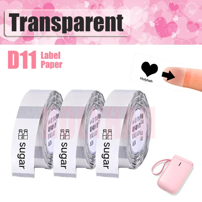 DIY Niimbot D11 Transparent  Label Thermal Printer Sticker Waterproof Oilproof Round Rectangle Classification Mug Bottle Tag