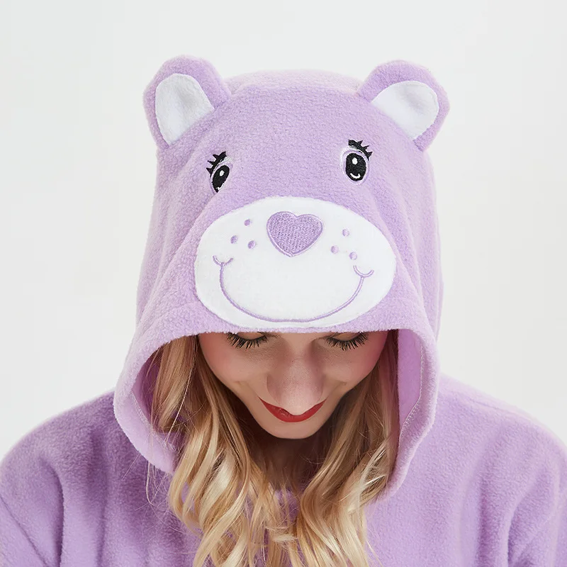 Pijamas de una pieza de dibujos animados de oso, Cosplay, con mangas largas y gorro, ropa cálida e informal para el hogar