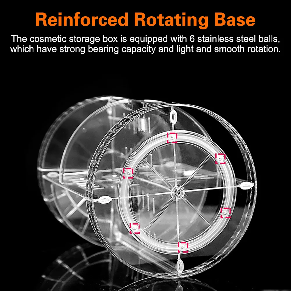 منظم ماكياج أكريليك شفاف ، صندوق تخزين مستحضرات التجميل ، قابل للفصل ، سعة كبيرة ، دوران درجة ، دوران الموضة