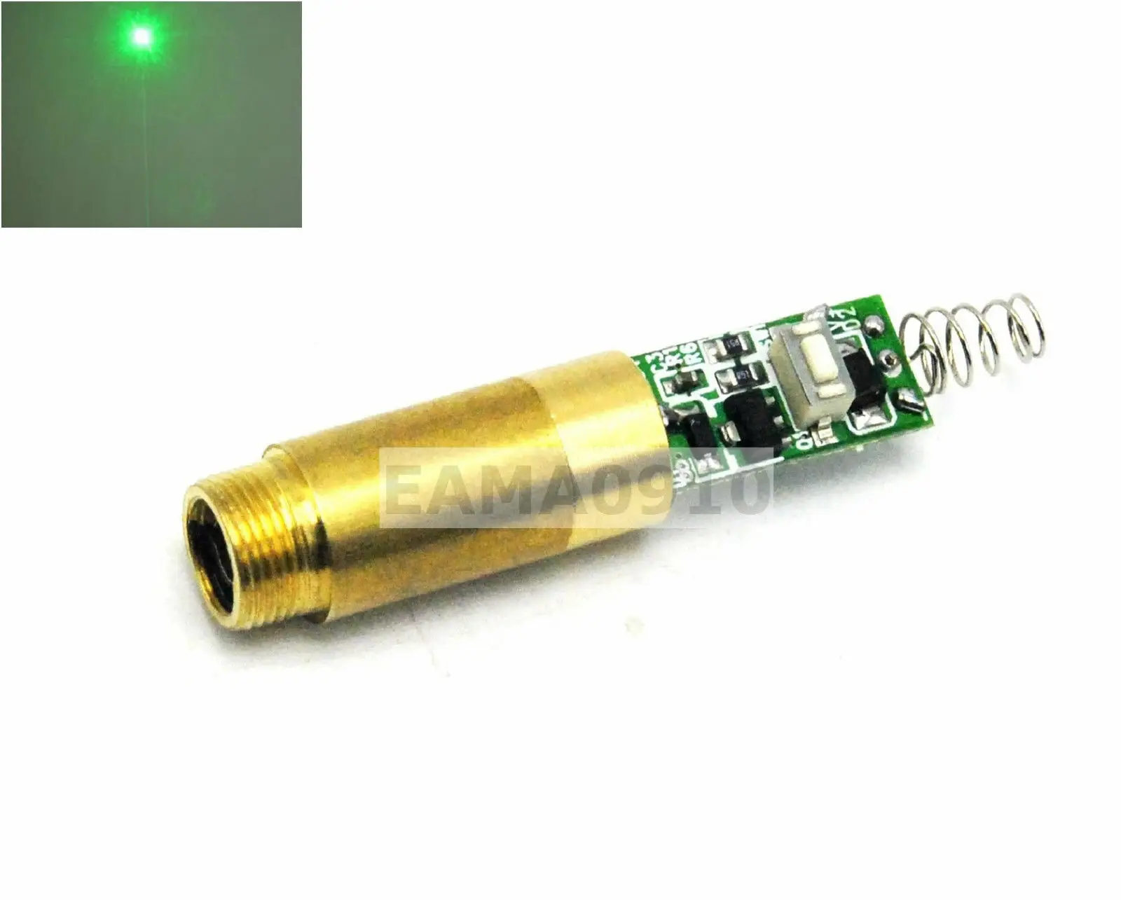 INDUSTRIAL/LAB 3VDC 532nm 5mW Green Laser Diode Module w/ Driver PCB + Spring