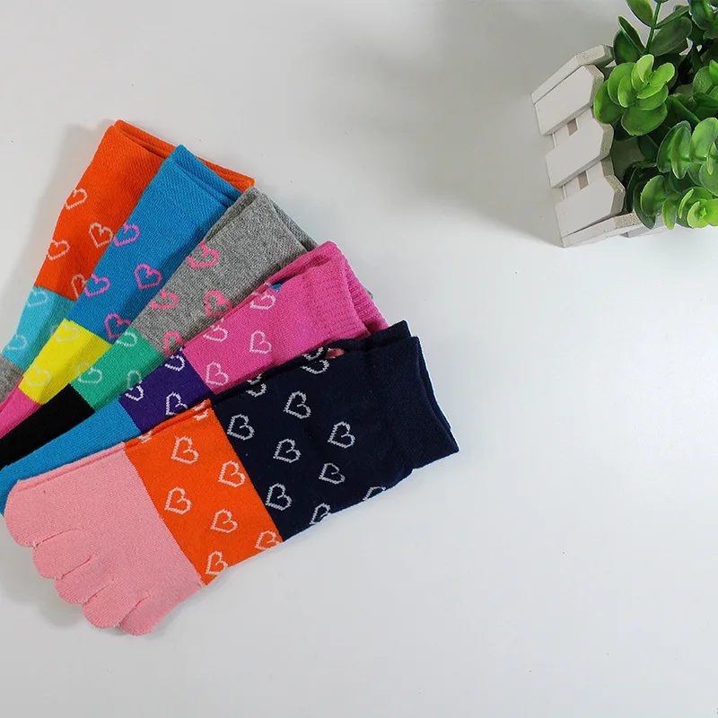 Chaussettes en pur coton à cinq doigts pour femmes et filles, 1 paire, socquettes mignonnes, à grandes rayures, bateau, avec orteils, nouveauté,