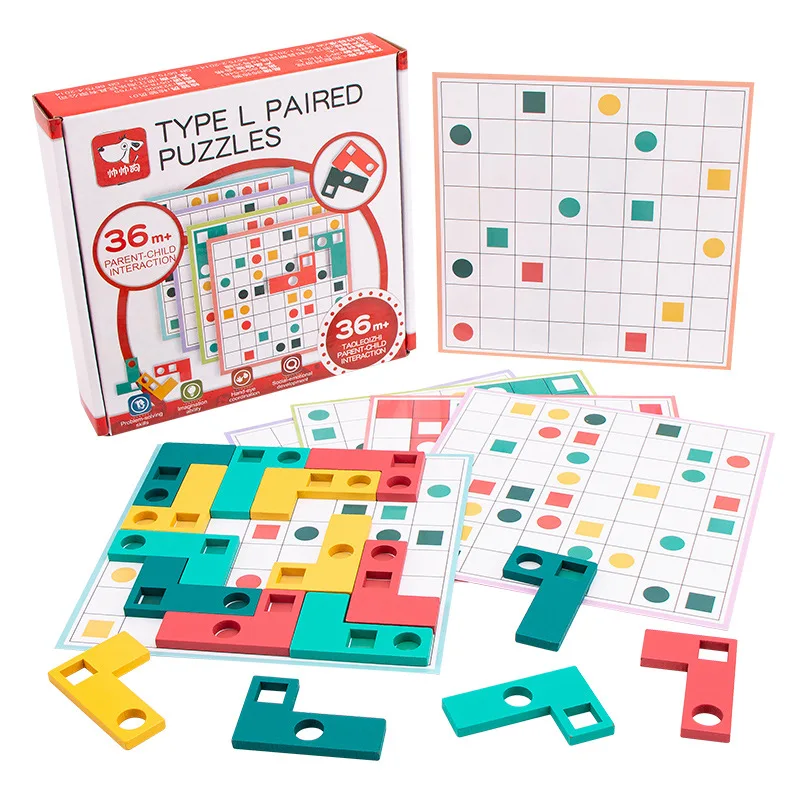 Lógica pensar tipo de jogo t emparelhado quebra-cabeças brinquedo geométrico jigsaw crianças homeschool suprimentos montessori educacional brinquedos de madeira