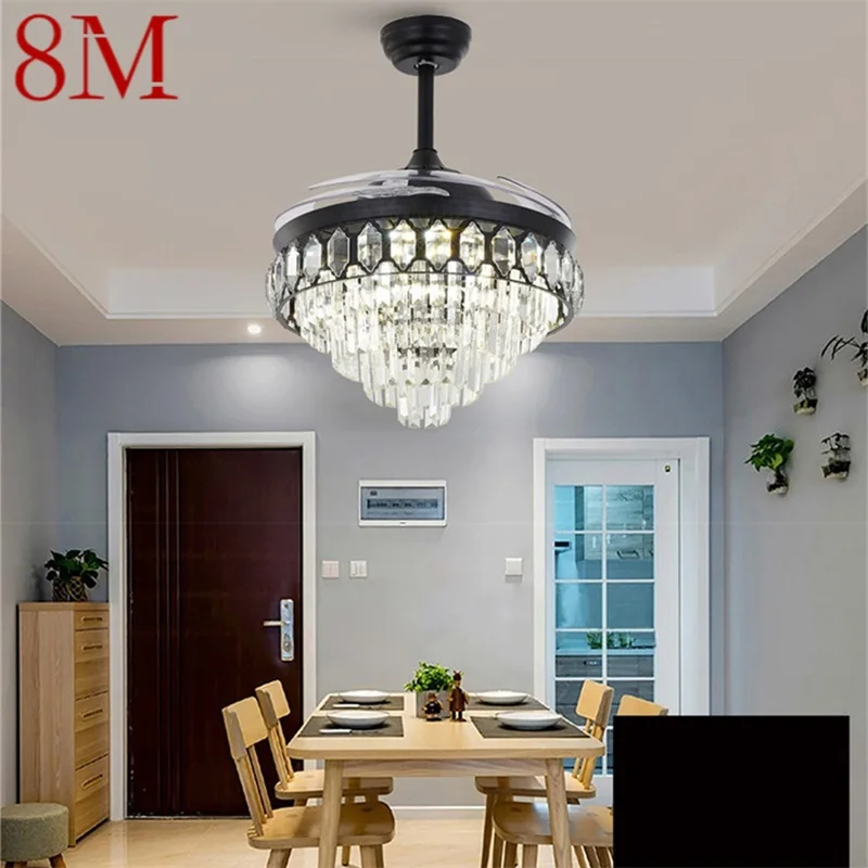 

8M Ceiling Fan Light Invisible Crystal LED Lamp With Remote Control Modern Luxury For Home