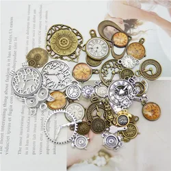 10PCS Mixed Clock Watch Face Charms Zinc Alloy Necklace Pendant Findings Jewelry Making Steampunk Accessory