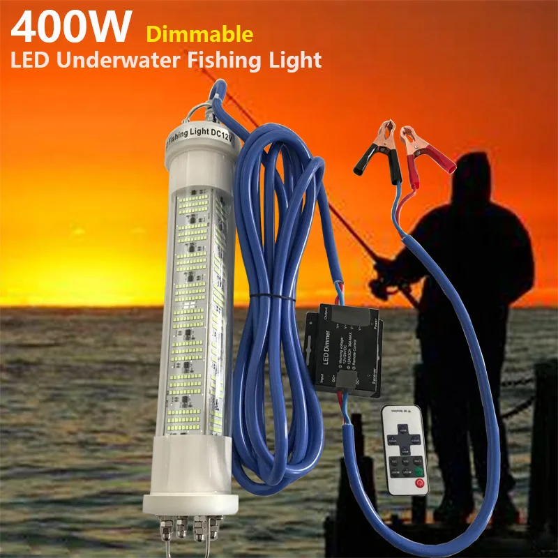 DC12V/24v 400W R G B Y Color with Dimming Led Fishing Attracting Lighting Deeper Underwater 10Meters