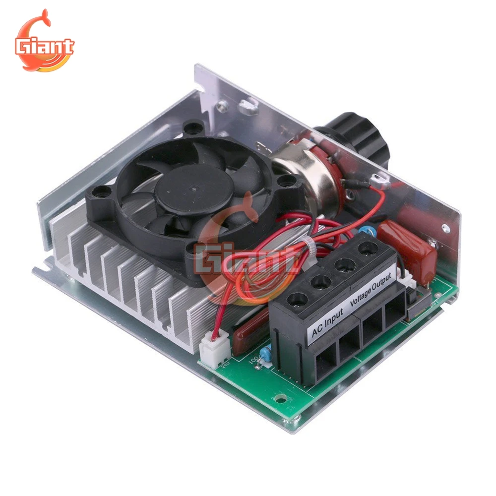 AC 110V-220V 10000W High Power Voltage Regulators SCR Motor Speed Controller Electronic LED Dimming Governor Thermostat with Fan