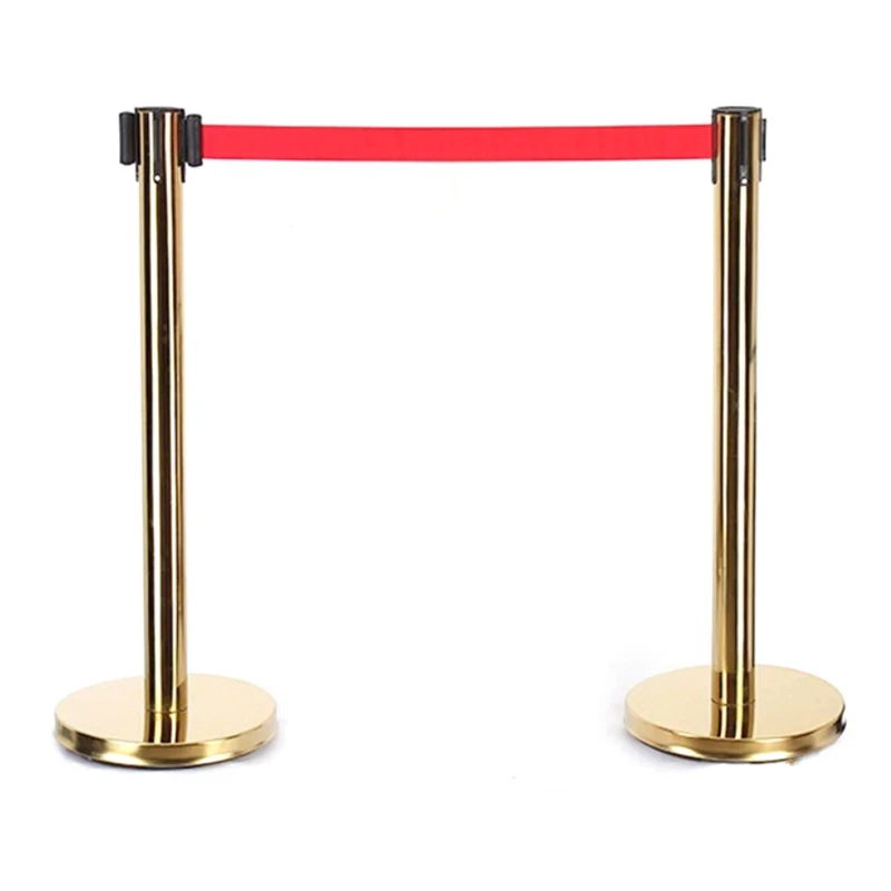 Golden pillar Retractable Belt Queue Line Stand Rope Barrier Crowd Control Stanchion Multiple color belts are optional