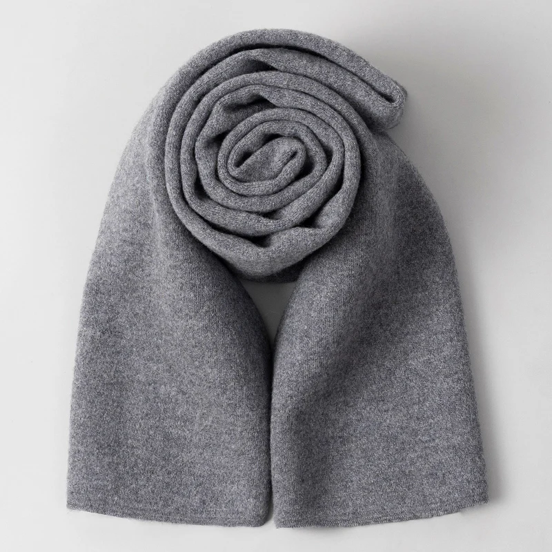 100% Wool Winter Scarf Men Solid Gray Neck Scarves Classic Business Warm Cashmere Scarf Male Foulard Bandana Designer Wraps