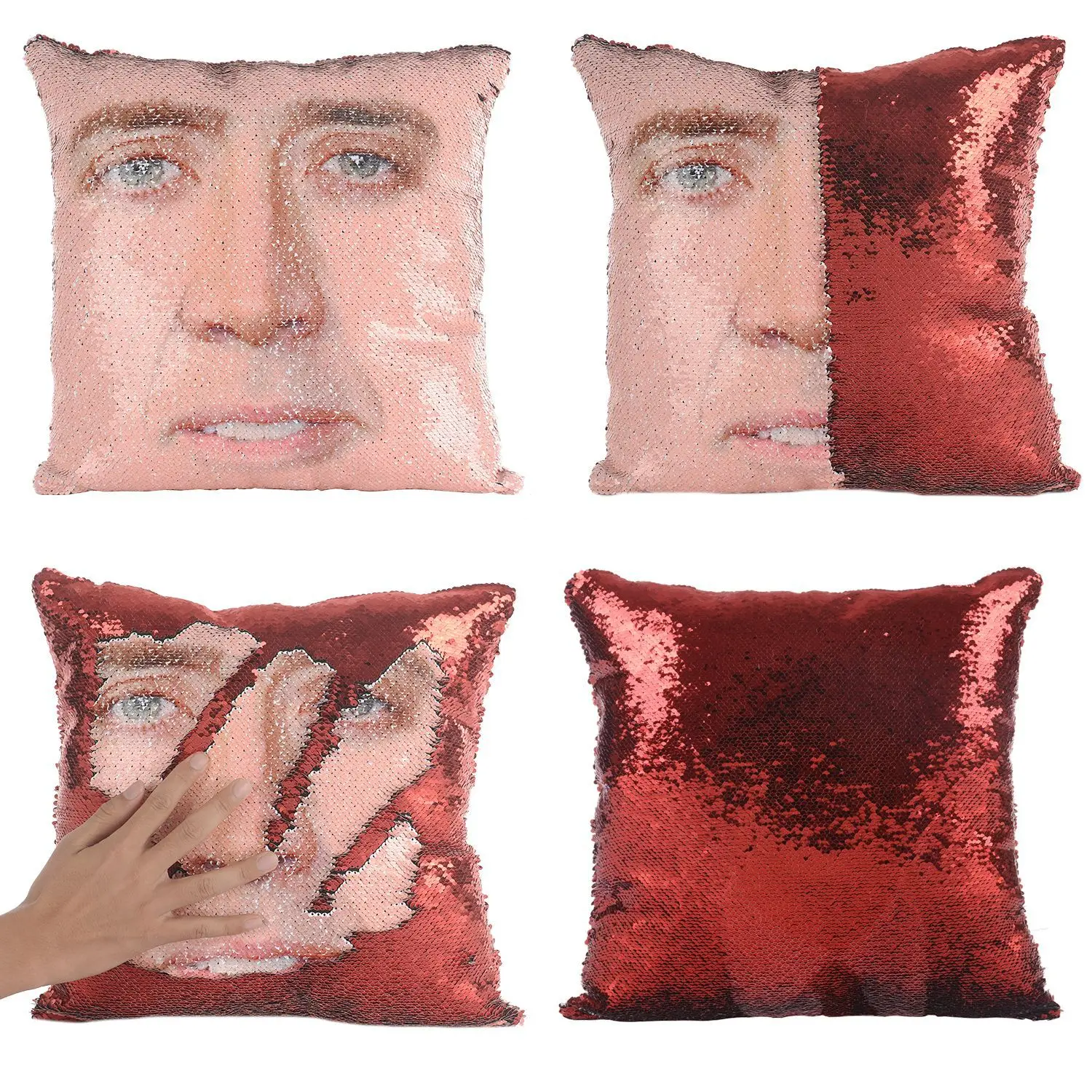 Super Glänzende Trump Magische Reversible Pailletten Kissen Fall Rainn Wilson Magische Nicolas Cage Kissen Abdeckung Dekorative Sofa Bett