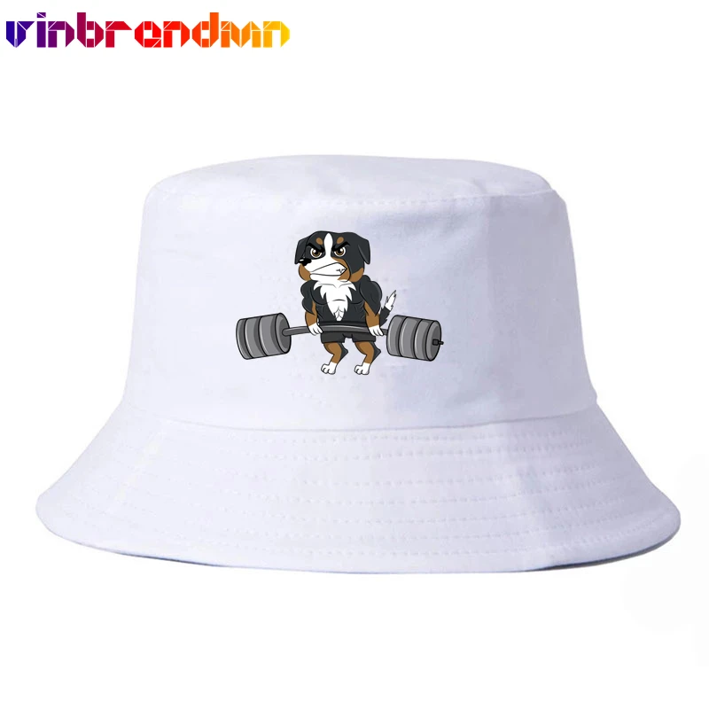 GYM Bernese Mountain Dog Weightlifting Bodybuilding Bucket Hat Bernese Mountain Dog Unisex Panama Bucket Hat Gifts Sun Visor Hat