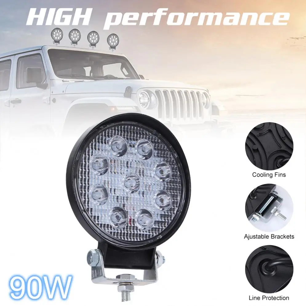 6000K 90W 9000LM квадратный водонепроницаемый светодиодный рабочий свет для внедорожников/лодок/4X4 Jeep/грузовиков