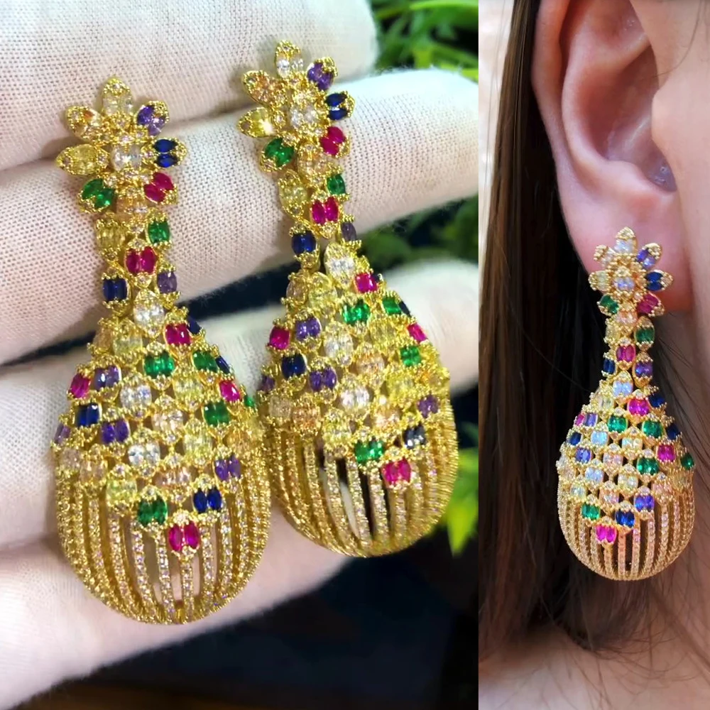 

SORAMOORE Luxury Multicolor Drop Earrings Bridal Wedding Women Daily Fashion Charm Gorgeous Fashion High Quality New Design