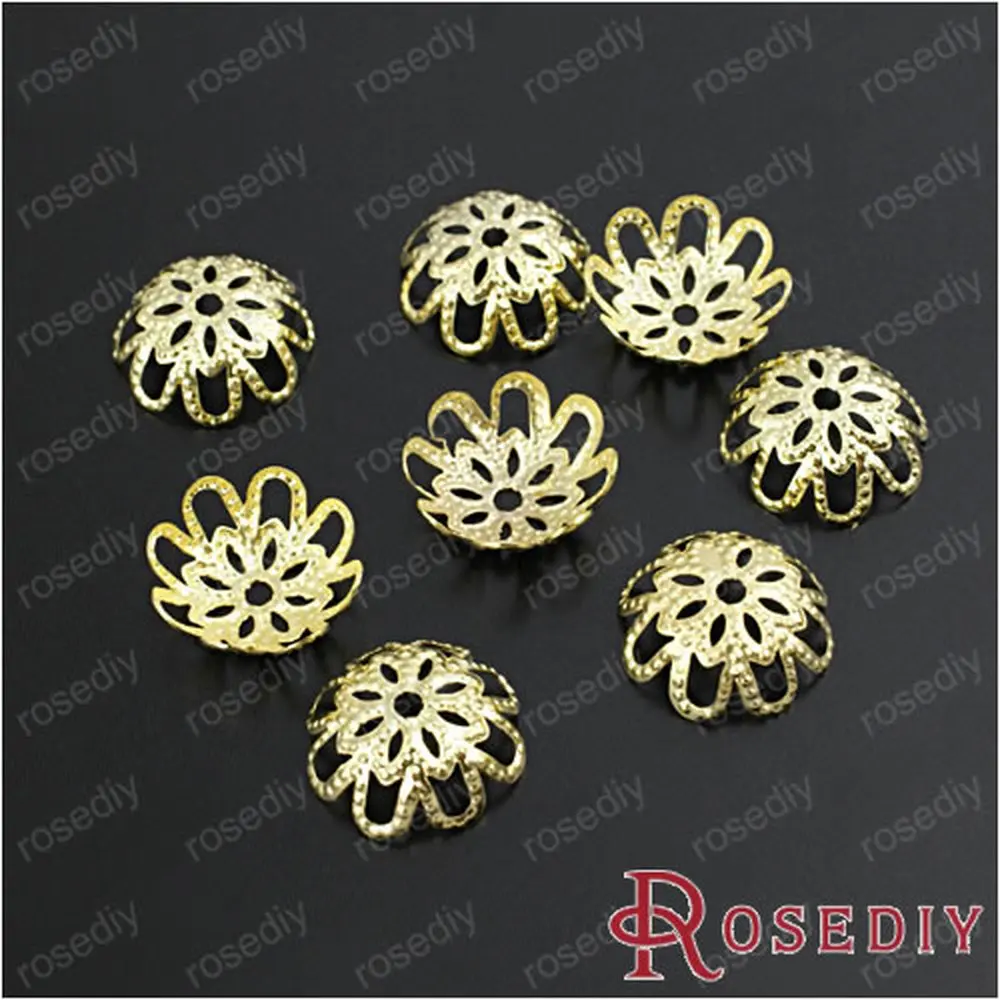 Wholesale 15mm Gold color Flower Iron Bead Caps Diy Jewelry Findings Accessories 100 pieces(JM6447)