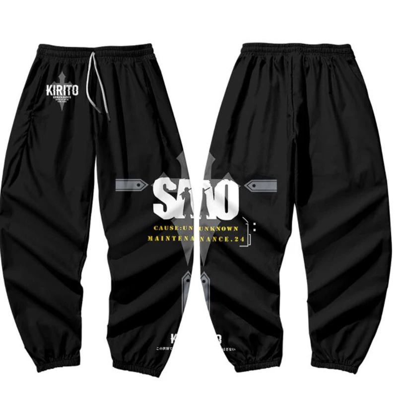 Anime SAO Sword Art Online pantaloni da jogging 3D pantaloni uomo/donna pantaloni Casual pantaloni sportivi Hip-Hop Kirito Kirigaya Kazuto Costume Cosplay