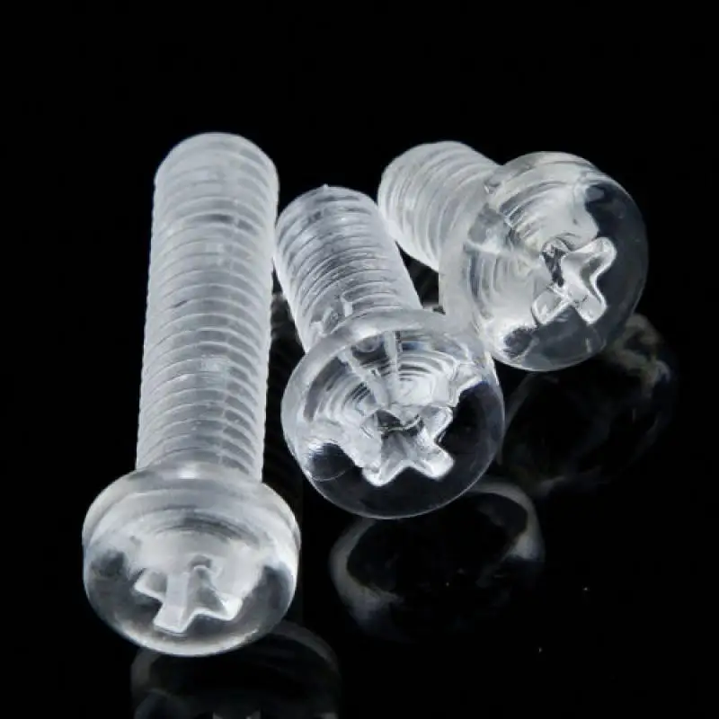 25 Sets With Hex Nut Acrylic Clear Transparent Plastic Nylon M5 M4 Round Cross Head Screw Bolt