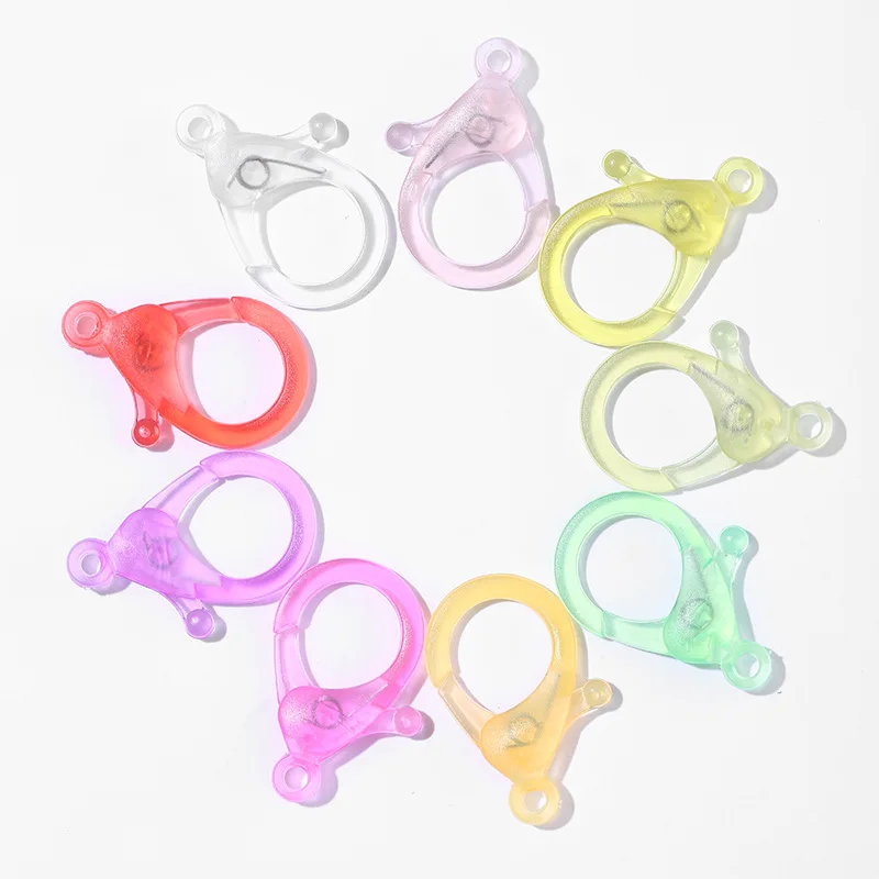 20pcs 35mm Transparent Jelly Color Plastic Lobster Clasp Hooks Necklace Bracelet Chain Jewelry Making Supplies Diy Finding Hooks