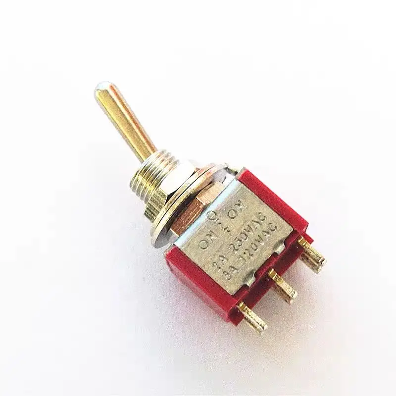 5Pcs Toggle Switch  6MM Red 6Pin 3File MTS-203 Rocker switch 2A 250V 5A120V ON-OFF-ON