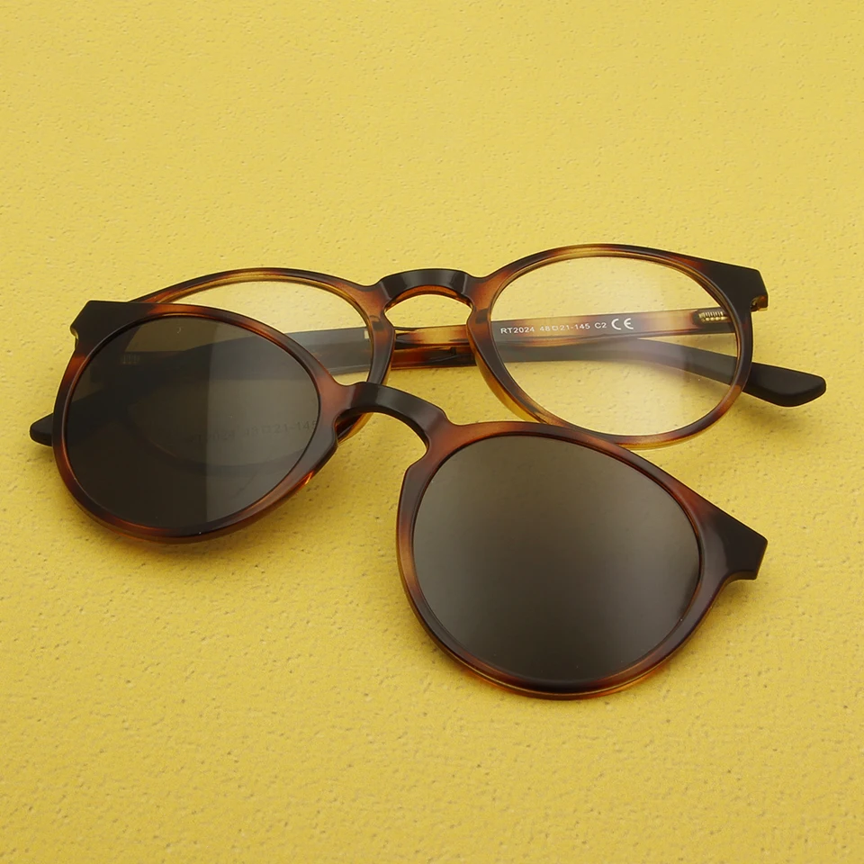 PEI Ultem Magnet Sunglasses Women Vintage Round Men Eyeglasses Frame With Magnetic Clip On Sunglasses Female Polarized Glasses - Image 4