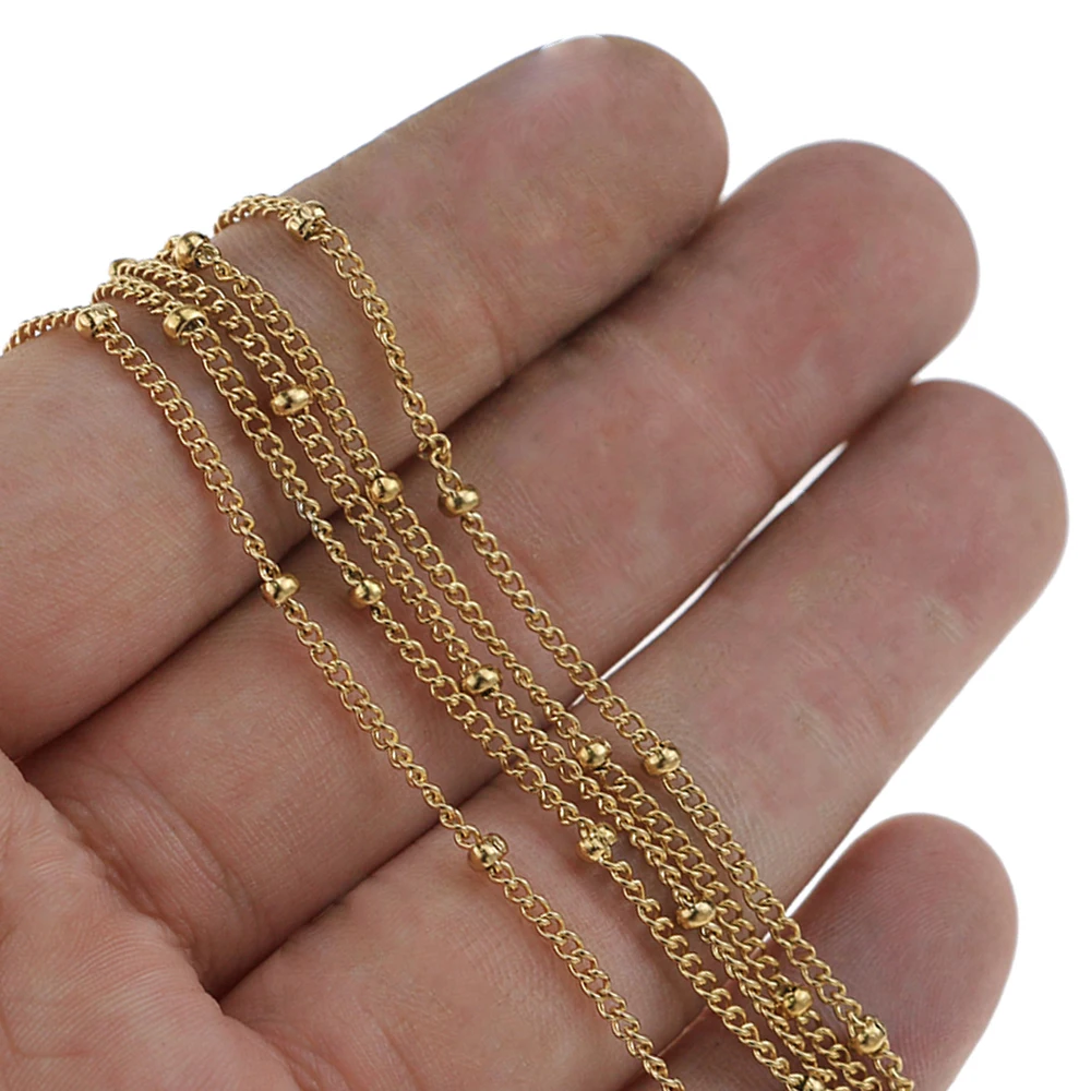2 Meter breite 1,5mm/2mm Edelstahl-Perlenkette für DIY-Schmuckherstellung von Anhängern, Halsketten, Armbändern und Fußschmuck – Detail 4