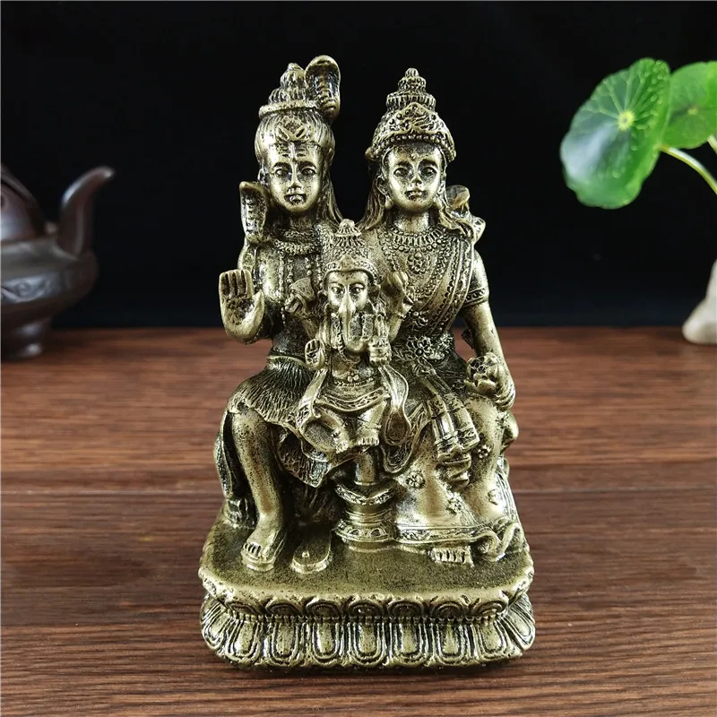 Bronze Color Shiva Statue Hindu Ganesha Vishnu Buddha Statue Figurine Home Office Decoration India Religion Feng Shui Crafts