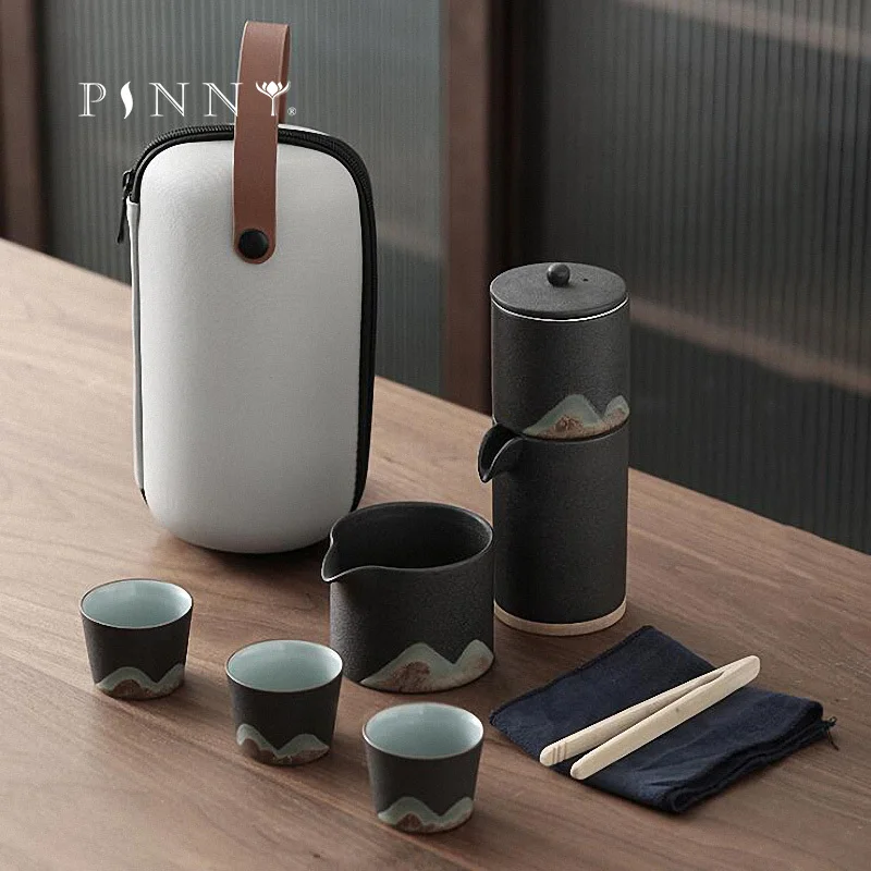 Japanese Style Mountain Ceramic Automatic Tea Infuser Simplicity Modern Tea Sets Portable Kung Fu Teaware Sets