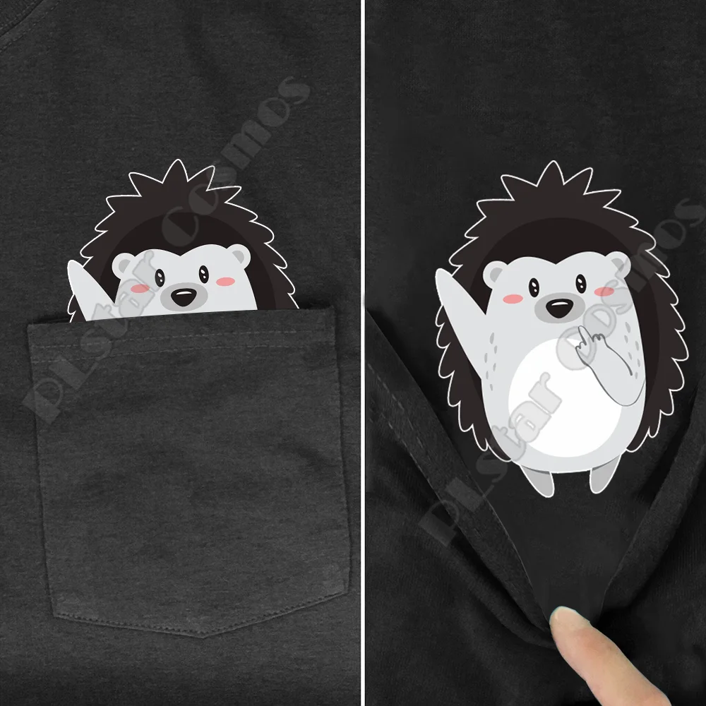 Hippie Pocket Tee T Shirts summer Otter printed t-shirt men for women tops black cotton funny Short sleeve drop shipping