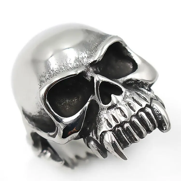 BAECYT Men's Calvarium Skull Ring Gothic 316L Stainless Steel Biker Ring Motorcycle Band Jewellery