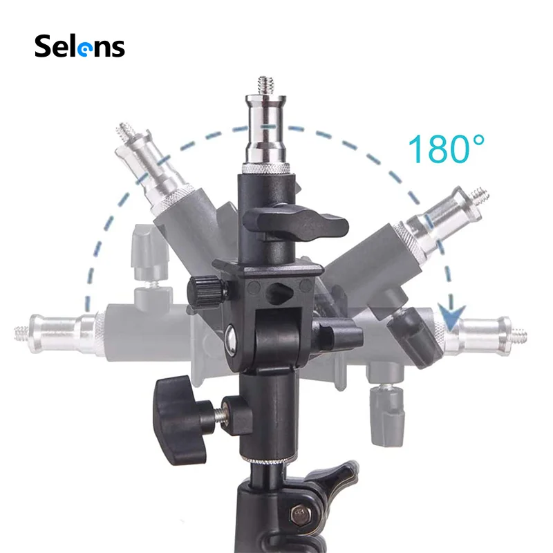 Selens-soporte giratorio de paraguas en forma de U para Flash, adaptador 180 ajustable, 1/4