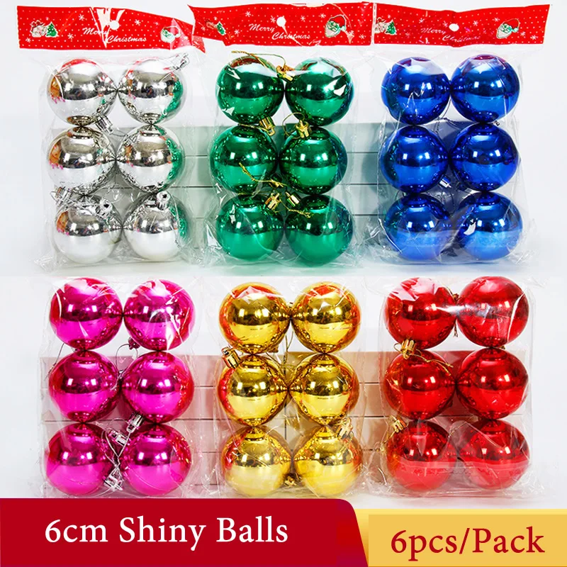 6pcs/Lot 6cm/2.4Inch Christmas Tree Decoration Color Hollow Balls Ornaments Hang Bauble Ball For Home Bar Party Decoration