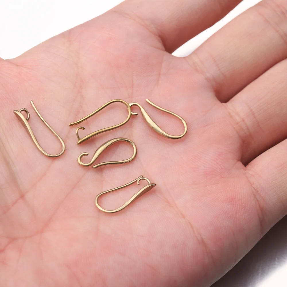 20Pcs Raw Brass French Earring Hooks Wire Connectors Findings Clasps For DIY Handmade Dangle Earrings Jewelry Making Accessories