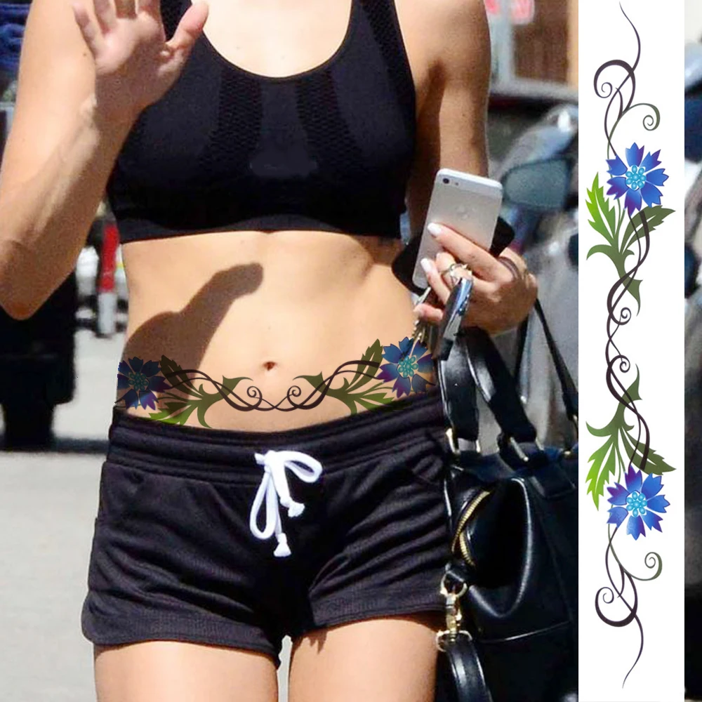 Disposable Thorns Vine Temporary Tattoos Sticker For Women High Quality Fake Tattoo Sexy Body Art Waist Tatoo Large Decoration