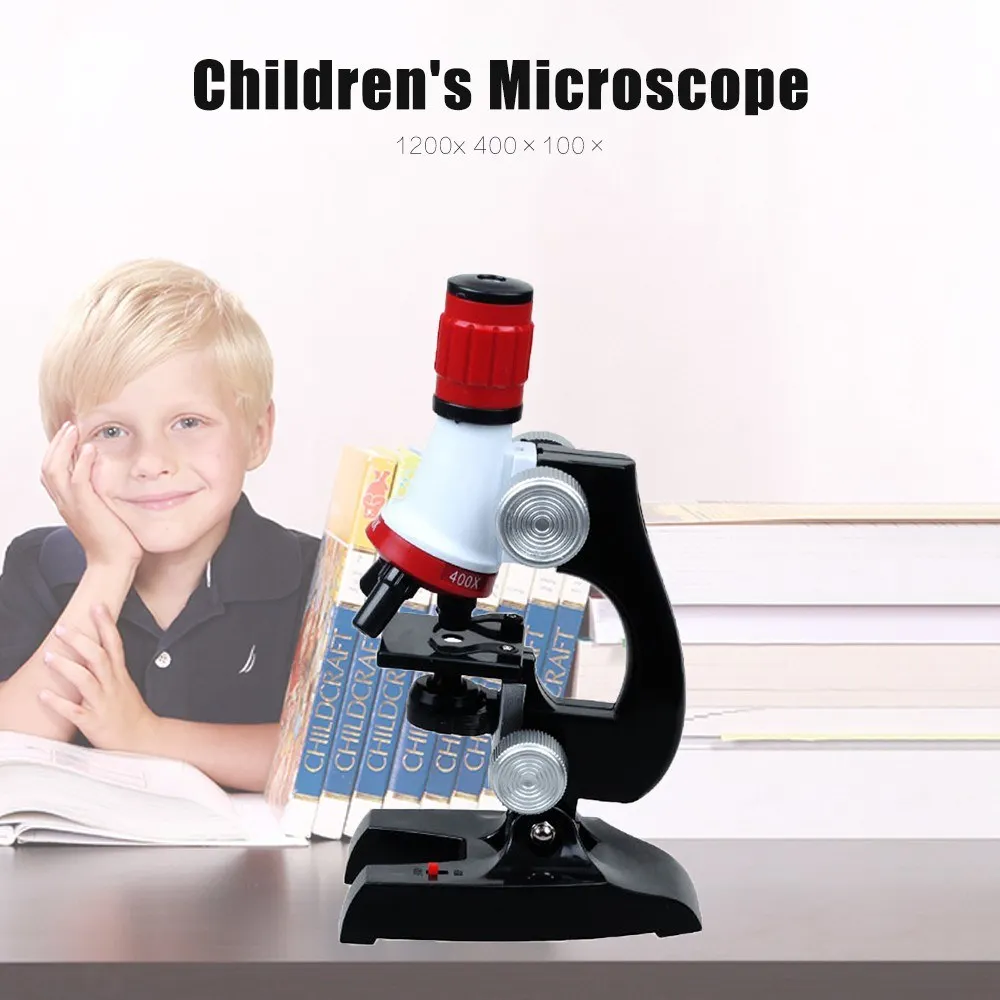 Children Microscope 1200X 400X100X Nature Biology Exploration Toys Portable Science Microscope Toys