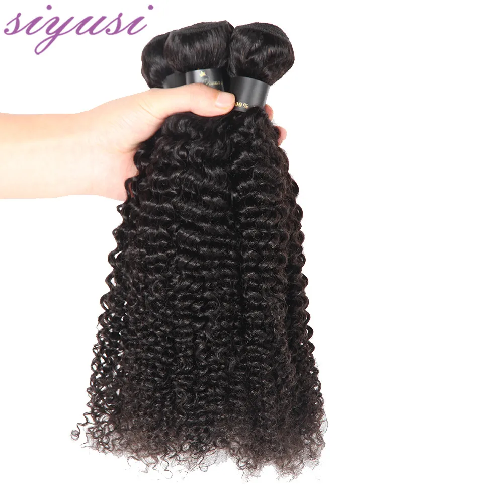 Indiano Kinky Curly Hair Bundles, Cabelo Humano, Weave Bundles, Cor Natural, 100% Cabelo Humano, 1 Pc, 3 Pcs, 4 Pcs